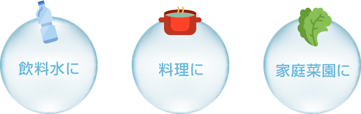 飲料水に、料理に、家庭菜園に